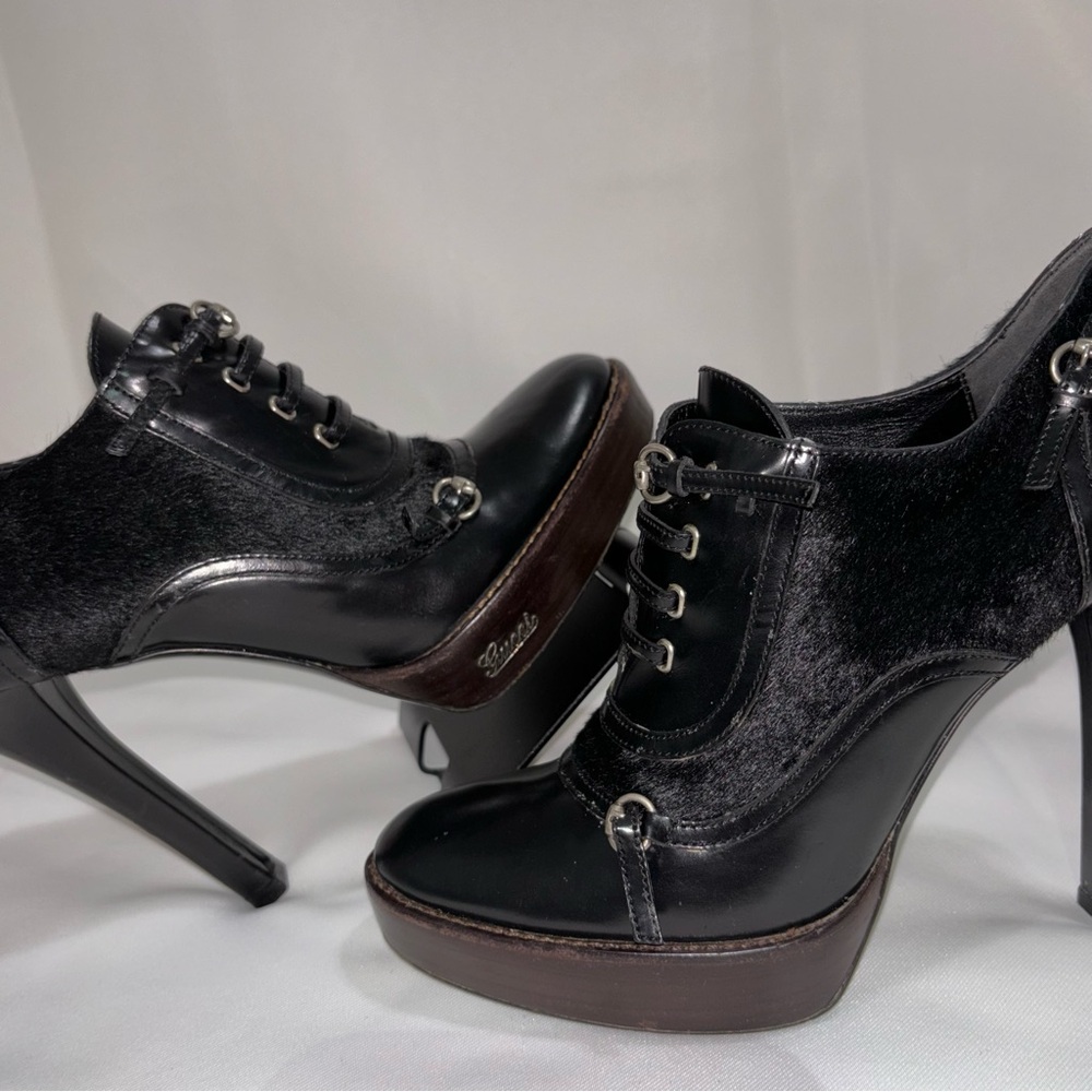Gucci Black Leather and Pony Hair Booties